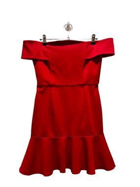 Nicholas Red Off Shoulder Ponti Ruffle Dress n/Nicholas